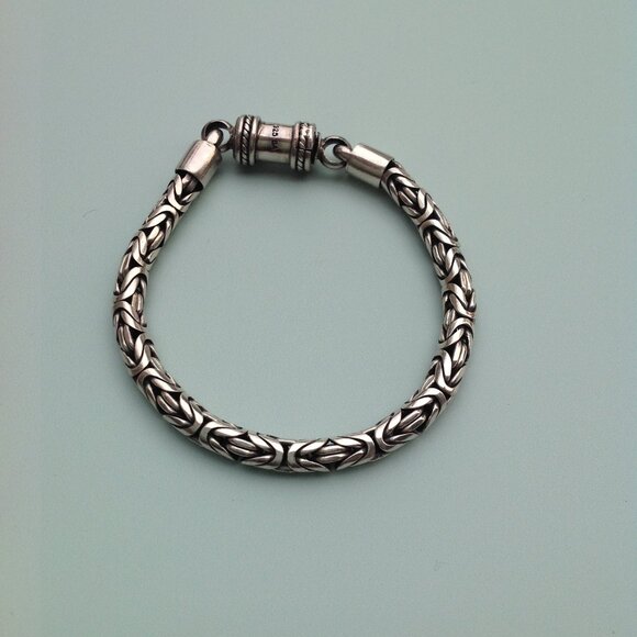 Sterling Silver 925 Byzantine Bracelet  w Barrel Clasp 7.5" - Picture 7 of 15